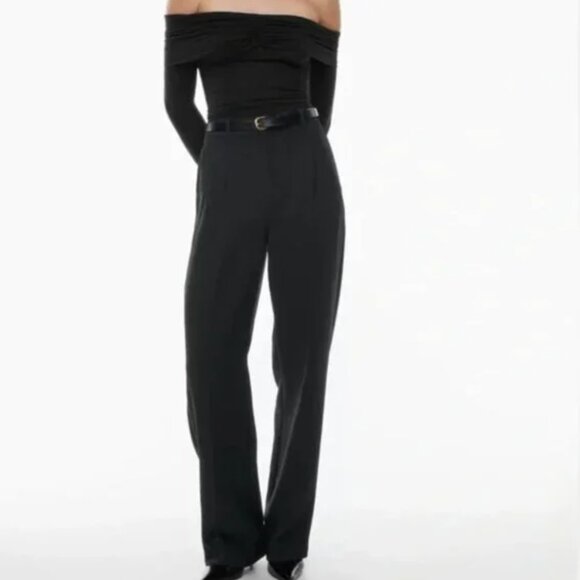 Aritzia Wilfred The Effortless Pant Wide Leg High Waist Crepette in Black Size 6 - Picture 1 of 9